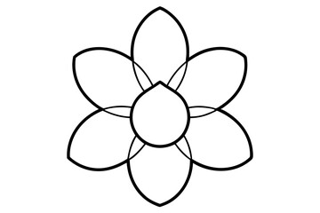 Simple Black Outline Drawing of a Six Petal Flower
