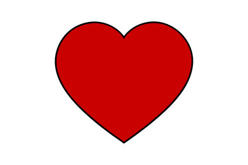 Solid Red Heart Vector Graphic Black Outline heart shape