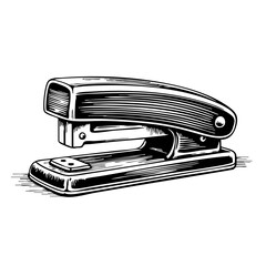 Stapler in vintage sketch style showing detailed design and texture  