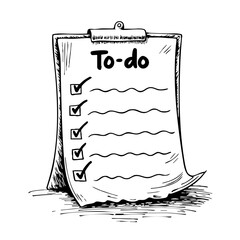 To-do list with checkboxes in vintage sketch style  