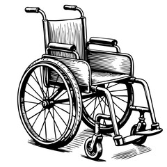 Vintage sketch of a wheelchair in detailed illustration style  