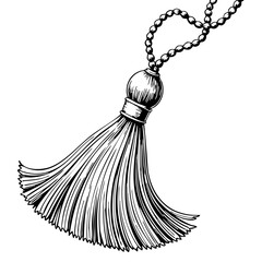Vintage sketch of a decorative tassel on a necklace chain concept of vintage sketch  