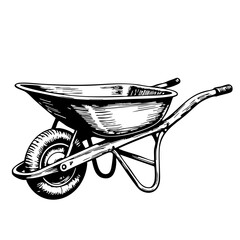 Vintage wheelbarrow sketch depicting a classic design in black and white  