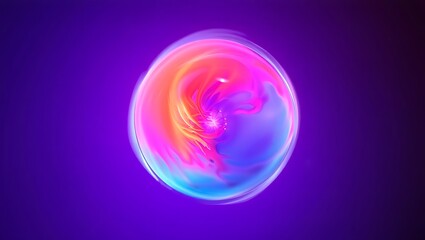 Naklejka premium Abstract Sphere Vibrant Neon Colors Swirling in a Glowing Orb