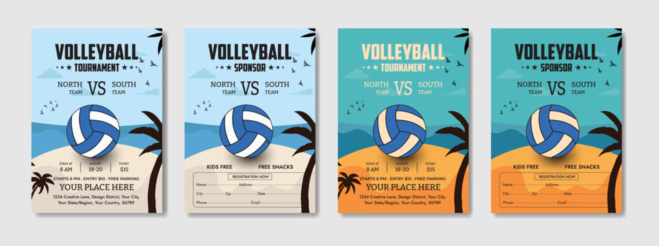 volleyball, tournament, beach, sport, event, flyer, poster, advertisement, competition, game, summer, tropical, palm tree, sand, ocean, sea, sky, blue, orange, retro, vintage, design, graphic, illustr - Powered by Adobe