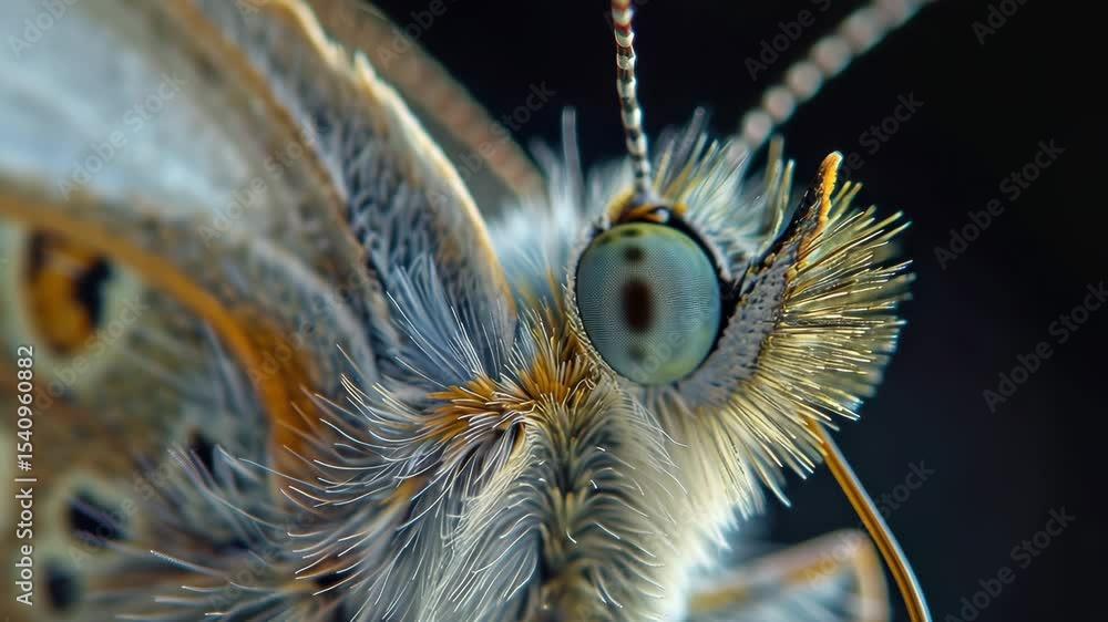Poster close-up exploration of a butterfly's intricate details captured in nature showcasing its colors and