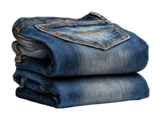 Stylish folded denim jeans studio setting product modern environment perspective cut out png