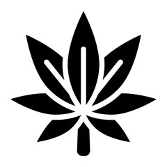 marijuana leaf glyph icon for cannabis use addiction