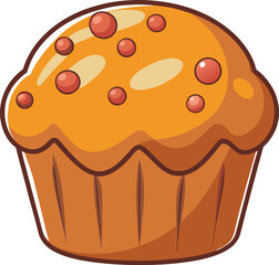 Colorful Muffin Vector Illustration with Blueberries