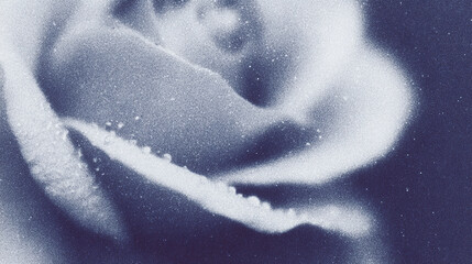 Close view of delicate rose petals with intricate texture showcasing softness and beauty in monochromatic tones