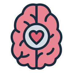 dopamine brain filled line icon for addiction chemical impact