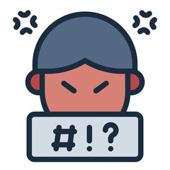 censorship filled line icon for aggressive language addiction