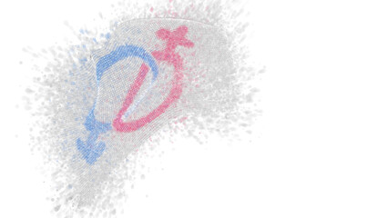 vector 3d flag with a splash of paint dots, explosion of colored dots