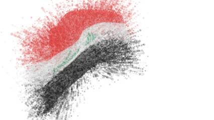 vector 3d flag with a splash of paint dots, explosion of colored dots