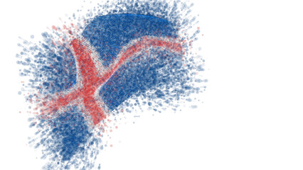 vector 3d flag with a splash of paint dots, explosion of colored dots