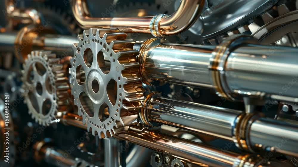 Poster Exploring intricate gear mechanisms in a modern machinery setup showcasing engineering brilliance and precision craftsmanship