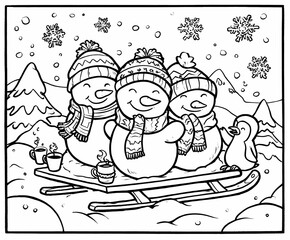 Christmas and Winter Holiday Coloring Pages &ndash; Santa Claus, Reindeer, Snowmen, and Festive Scenes