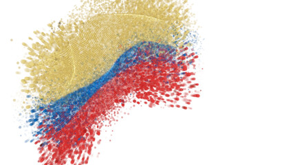 vector 3d flag with a splash of paint dots, explosion of colored dots