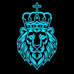 Le&oacute;n coronado estilo realista en arte lineal