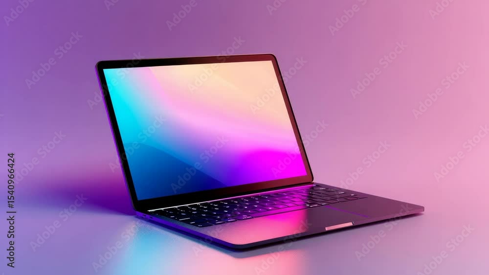 Aufkleber discover the stunning design and vibrant display of this sleek laptop featured against a colorful gr