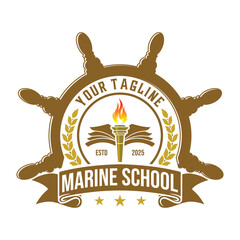 marine education school vector logo.