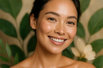 Woman Beauty Portrait Smile Skincare Nature Cosmetics Glow
