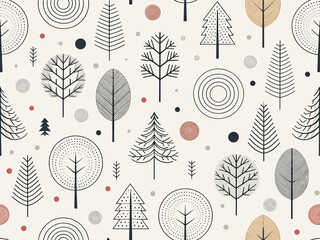 Abstract tree pattern in minimal style with geometric shapes  