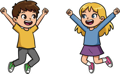 Joyful Diverse Kids Jumping in Happiness, Illustrating Childhood Fun, Excitement, and Playful Energy for Educational and Lifestyle Concepts