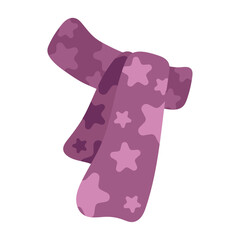 Pink scarf with star pattern. Vector