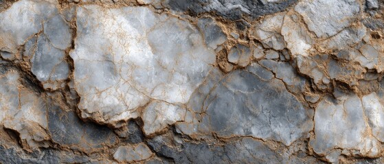 Fototapeta premium Grey and Gold Cracked Rock Texture Background