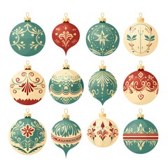 Elegant Vintage Christmas Baubles Set for Festive Xmas Ornaments Decoration