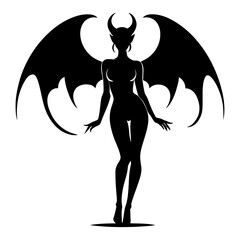 Seductive shadow figure horns visible mythical entity vector for vampire themes gothic romance and Halloween merch