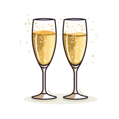 Elegant Champagne Cups Drink Isolated Icon Vector Illustration