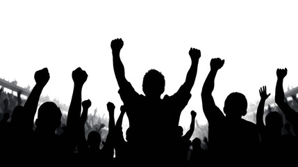 Celebration of unity stadium crowd silhouette outdoor event low angle social issues cut out png