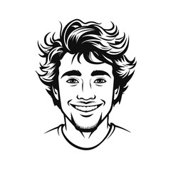 Professional Male Avatar Smile Outline Vector Illustration for Graphic Design Projects