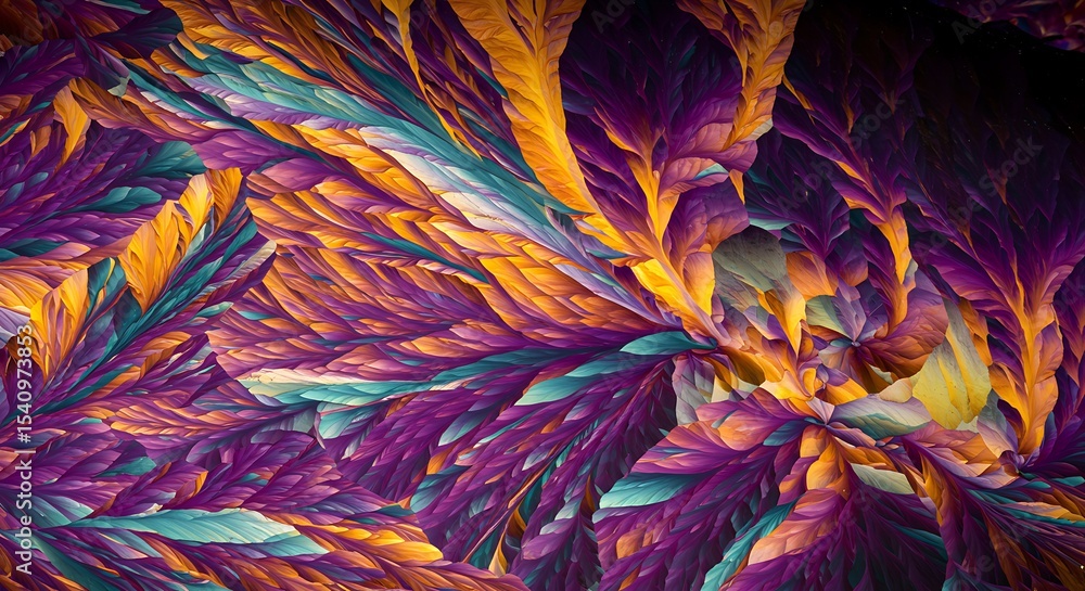 Poster microscopic view of crystal growth colorful abstract pattern organic texture science and experiment 