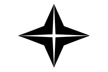 Obraz premium Monochrome Four Pointed Star Icon Geometric Shape black and white