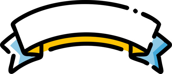 Monochrome Line Art Arched Banner Yellow Gold Blue