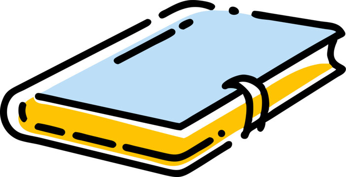 Minimalist Line Art Icon Closed Book Yellow Blue book icon