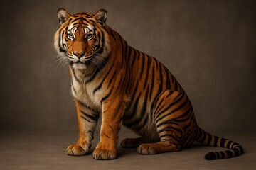 Obraz premium Majestic Bengal tiger portrait isolated against clean white background for wildlife conservation photography