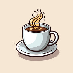 Obraz premium Professional Hot Cup of Coffee Icon Vector Illustration for Designs