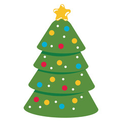 Decorated Christmas tree icon. Vector