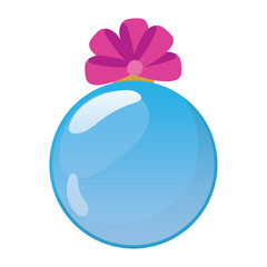 Blue ornament with pink bow. Vector