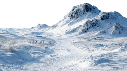 Snowy mountain landscape adventure remote location nature scene cold environment wide angle cut out png
