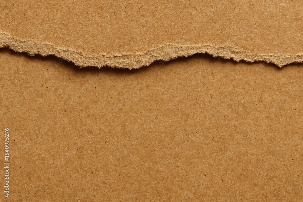 Poster torn brown paper texture with natural fiber patterns creating rustic design element