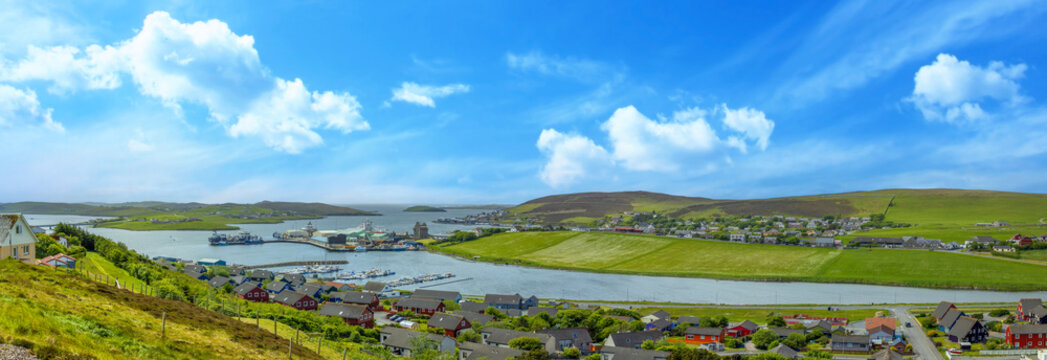 Scotland, Shetland. Town of Scalloway on the west coast ofthe Mainland, a fishing port.