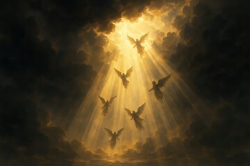 Divine Golden Light Streaming Through