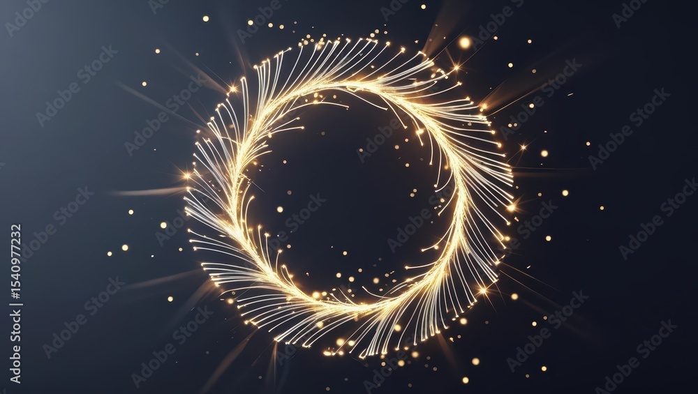 Aufkleber abstract glowing circle design with sparkles and light trails forming a perfect on dark background f