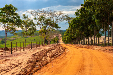 Dirt road on rural properties in Brazil