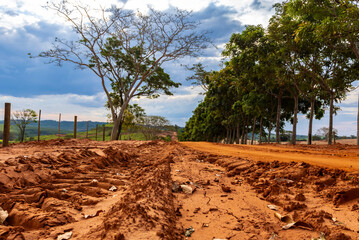 Dirt road on rural properties in Brazil